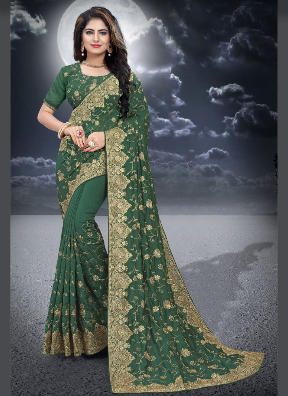 Classic Embroidered Silk Saree - S0282