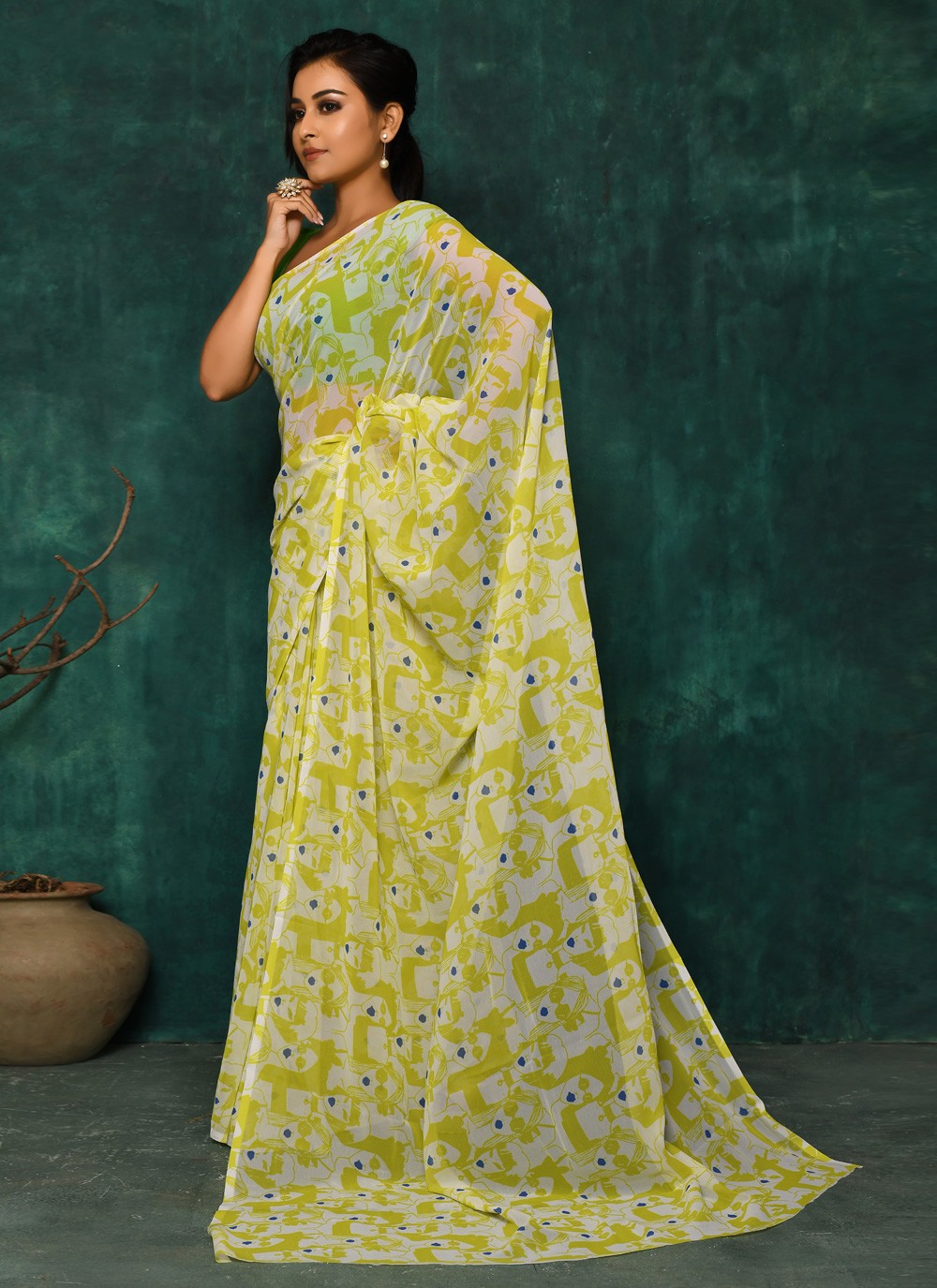 Classic Digital Print Faux Georgette Saree - S2342