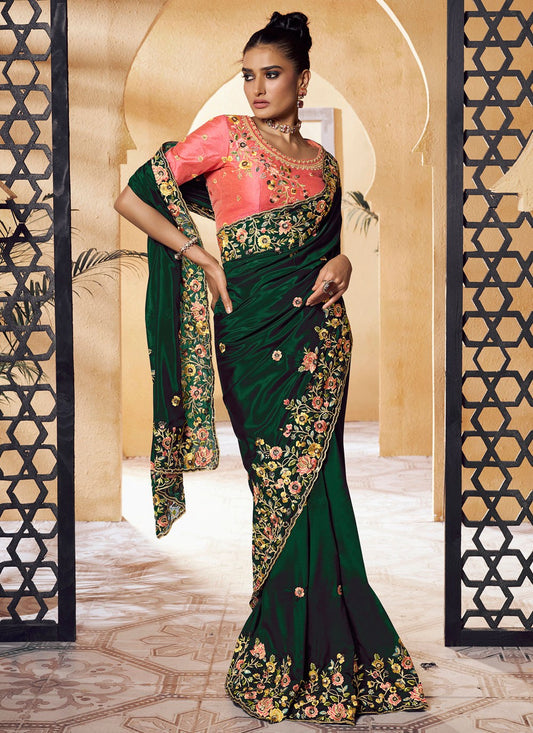 Classic Embroidered Pure Crepe Saree - S6397