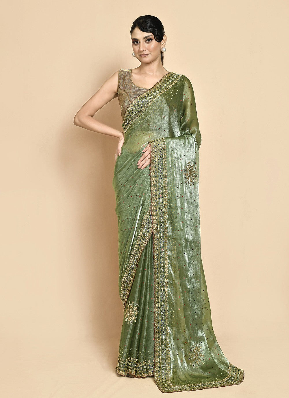 Classic Hand Embroidery Jimmy Chu Saree - S9269