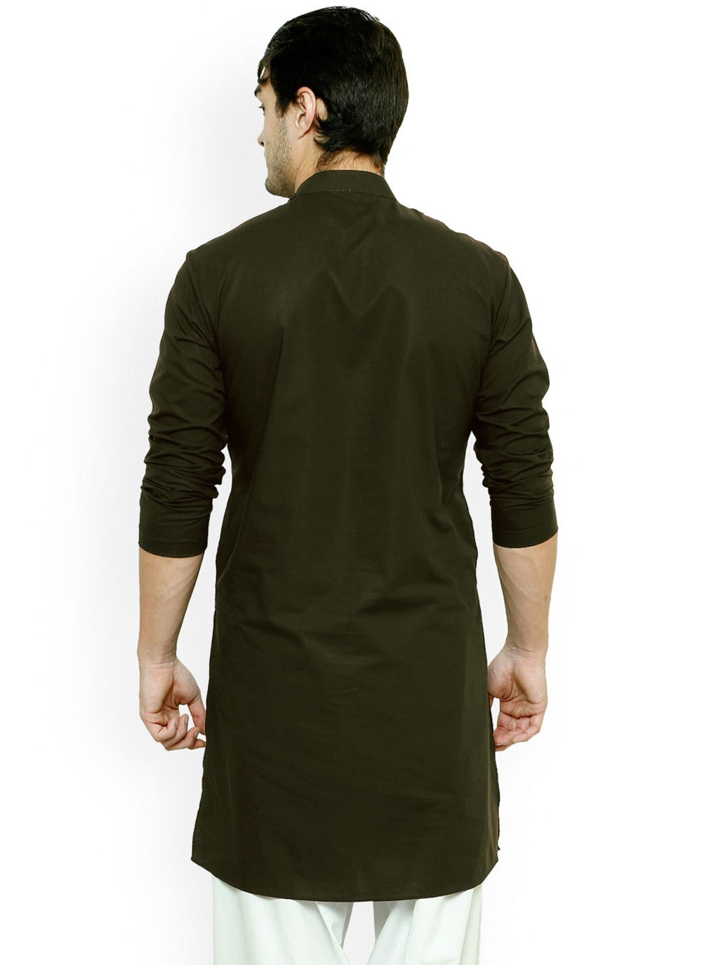 Buttons Blended Cotton Green Kurta Pyjama - M4505