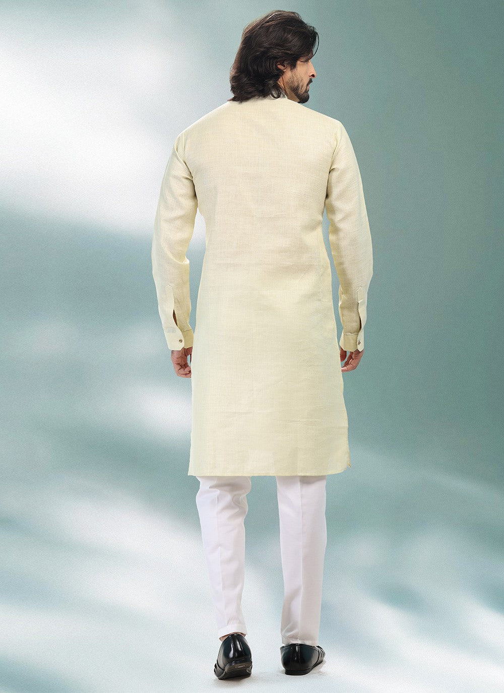 Plain Cotton , Linen Green Kurta Pyjama - M4901