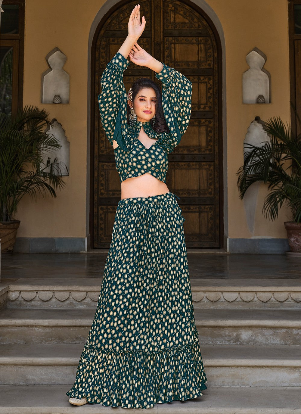 Printed Georgette A - Line Lehenga - L0971