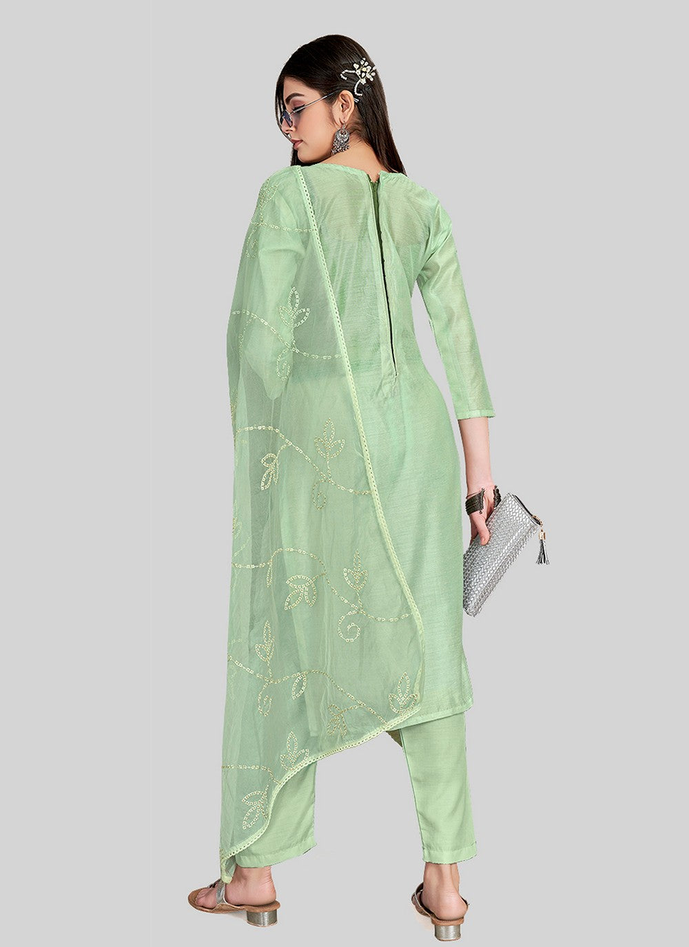 Chanderi Silk Pant Style Suit - T2518