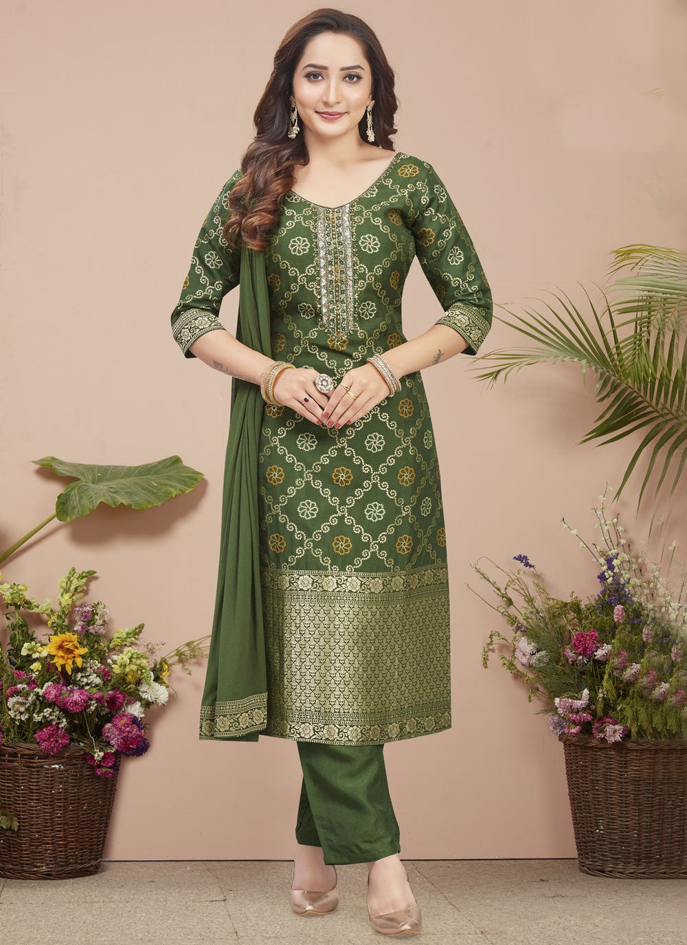 Embroidered Silk Salwar Suit - T4357