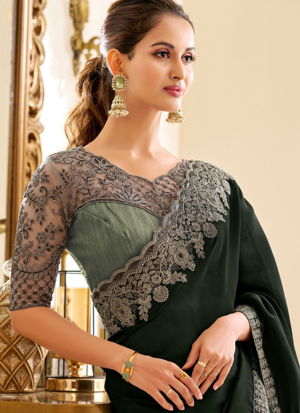 Embroidered, Sequins Shimmer Georgette Saree - S11897