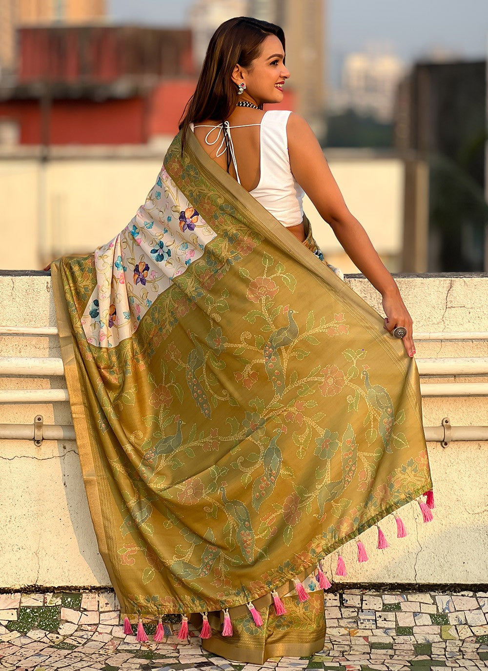 Classic Printed Tussar Silk Saree - S9599