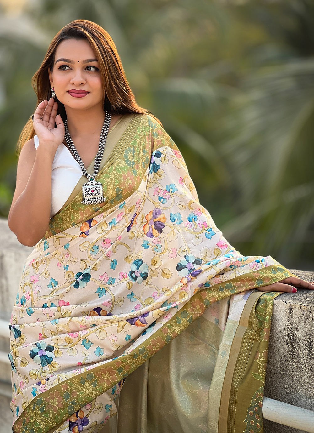 Classic Printed Tussar Silk Saree - S9599