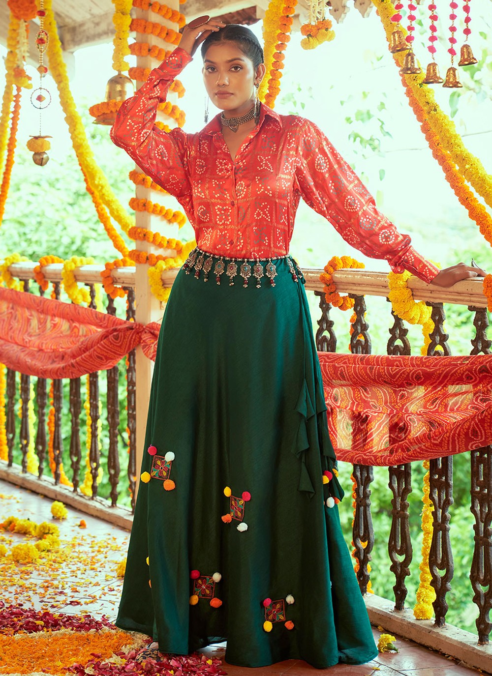 Embroidered Cotton A - Line Lehenga - L0585