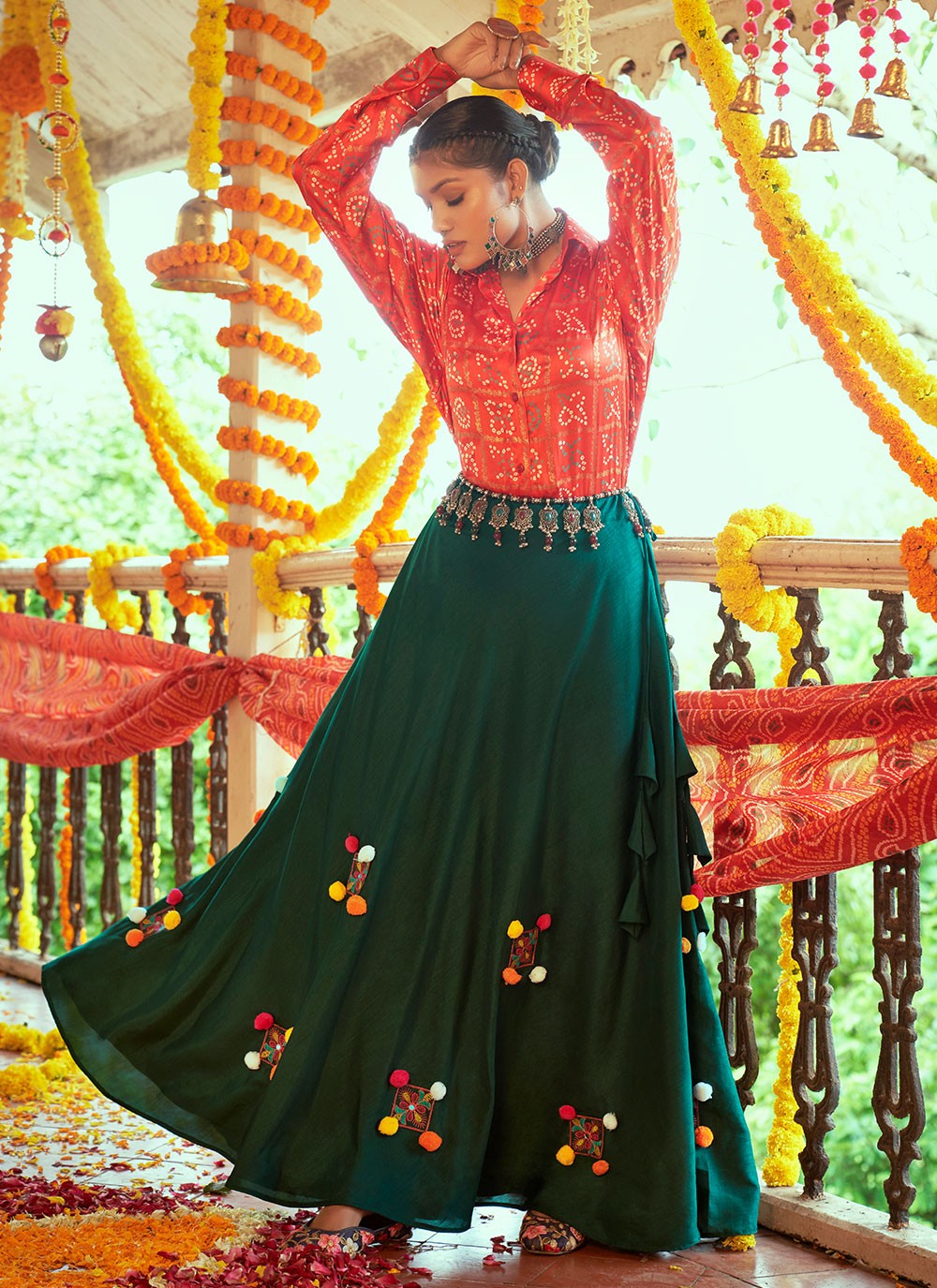 Embroidered Cotton A - Line Lehenga - L0585