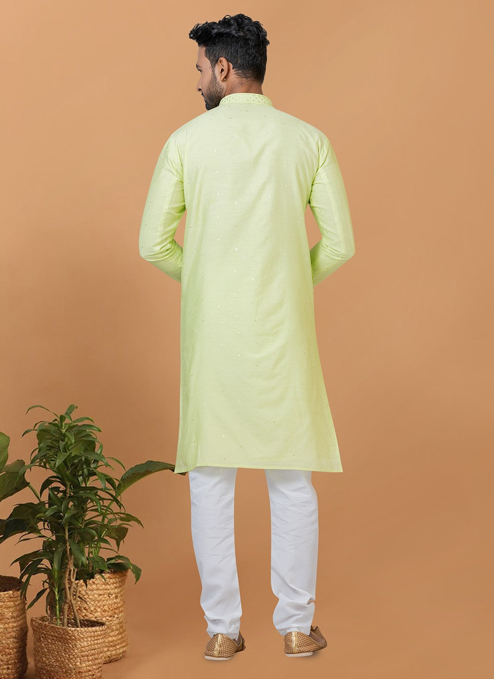 Embroidered Cotton , Viscose Green Kurta Pyjama - M6271