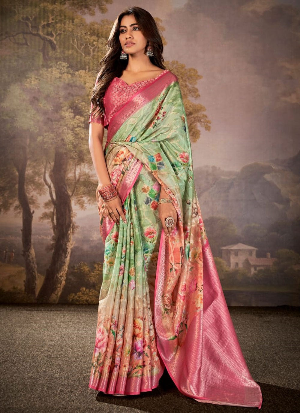 Classic Printed Cotton Silk Saree - S9313