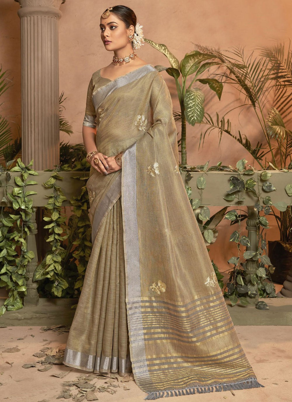 Classic Embroidered Cotton Silk Saree - S4145