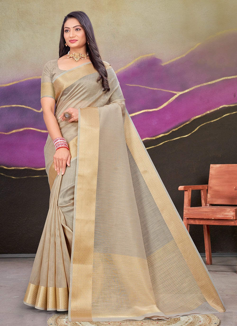 Trendy Woven Cotton Silk Saree - S8675