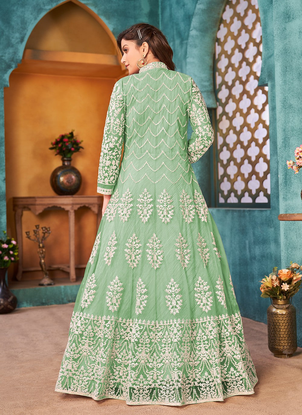 Net Floor Length Anarkali - T714