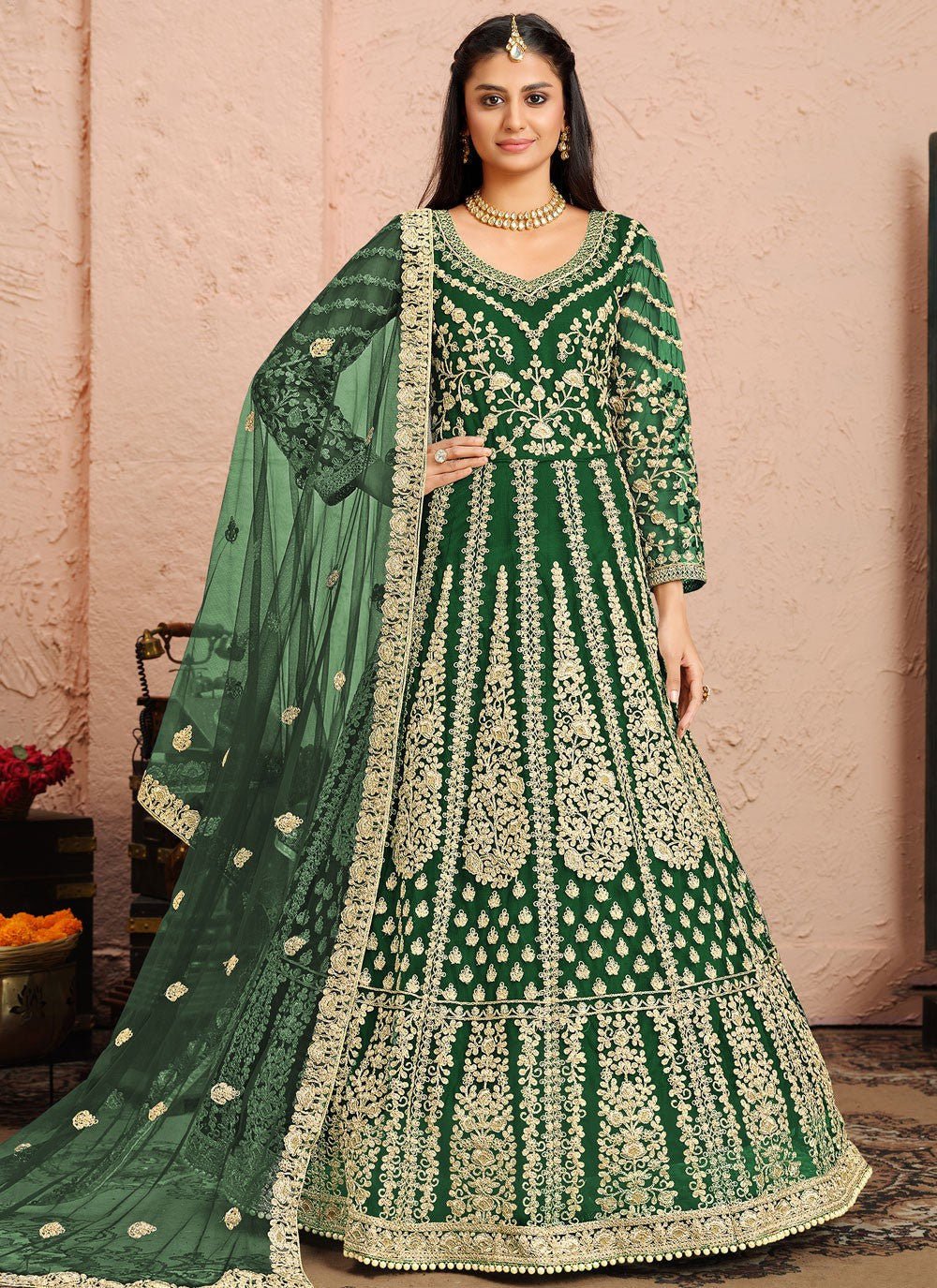 Net Floor Length Anarkali - T464