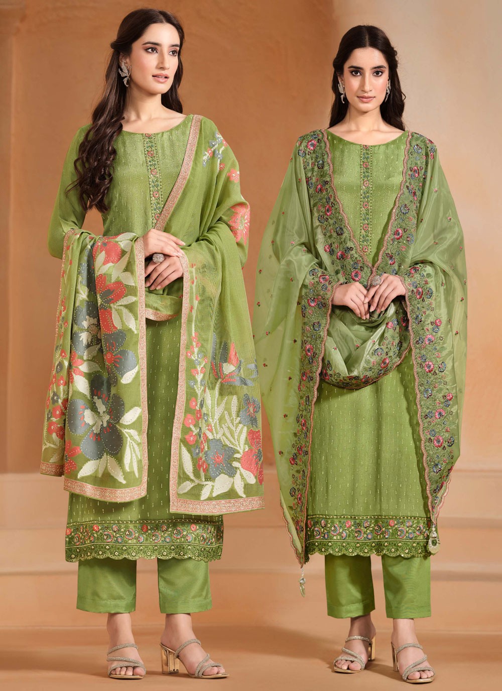 Chiffon, Chinon Salwar Suit - T4110