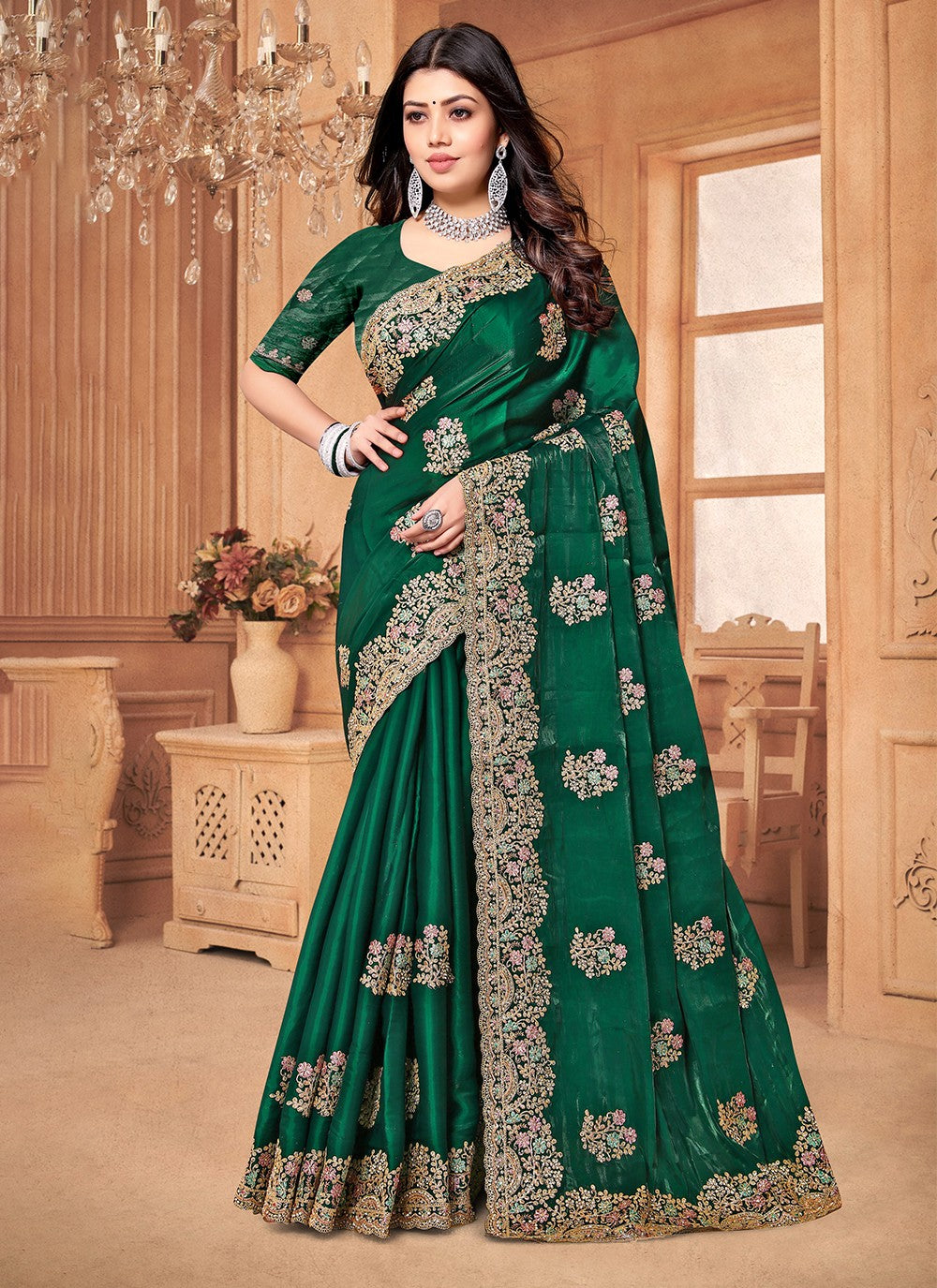 Trendy Cord Crepe Silk Saree - S5366