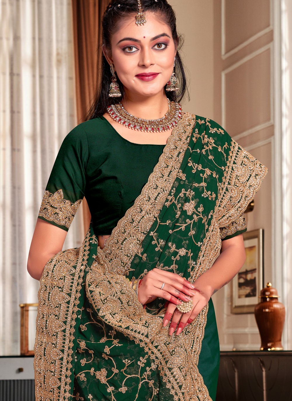 Trendy Cord Georgette Saree - S5426