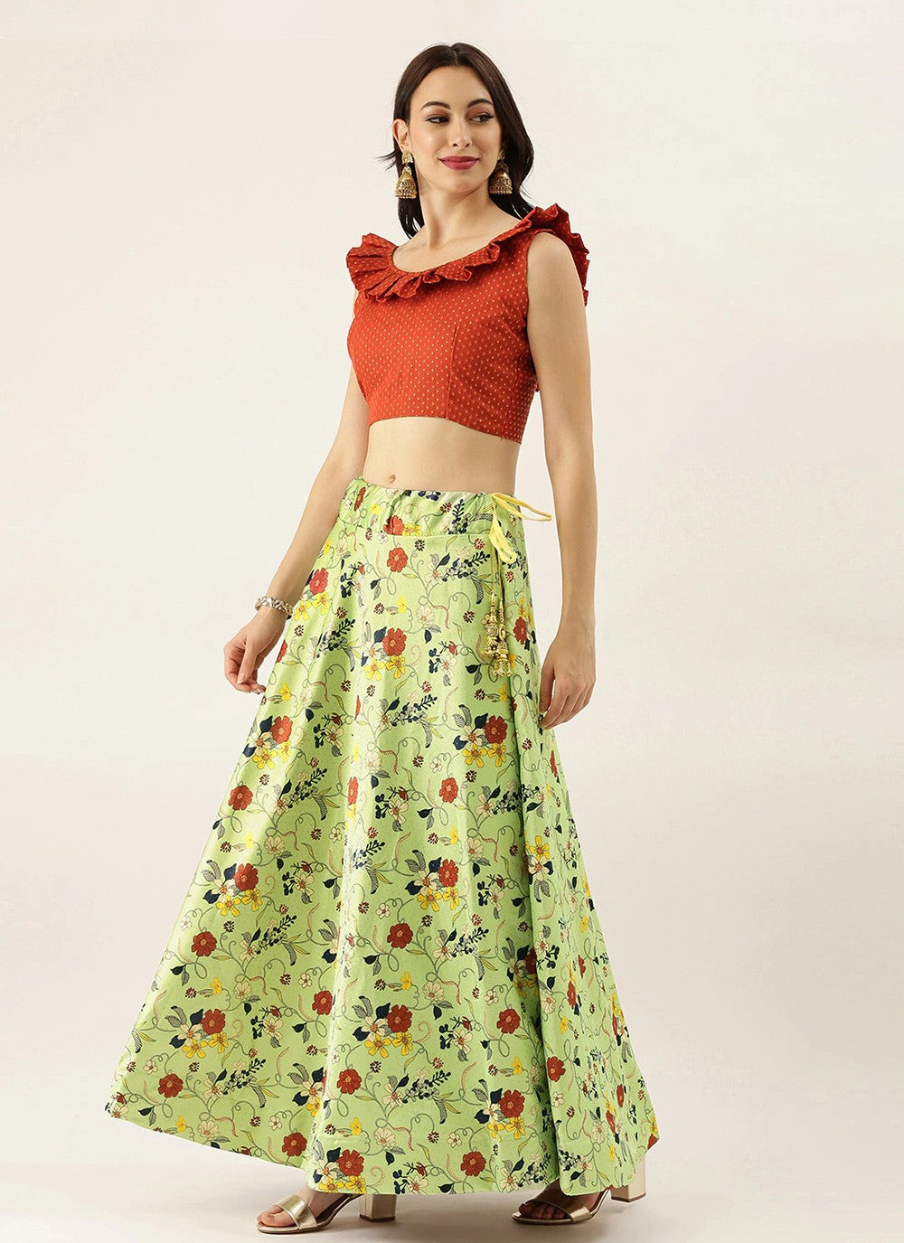 Digital Print Satin Silk A - Line Lehenga - L2124