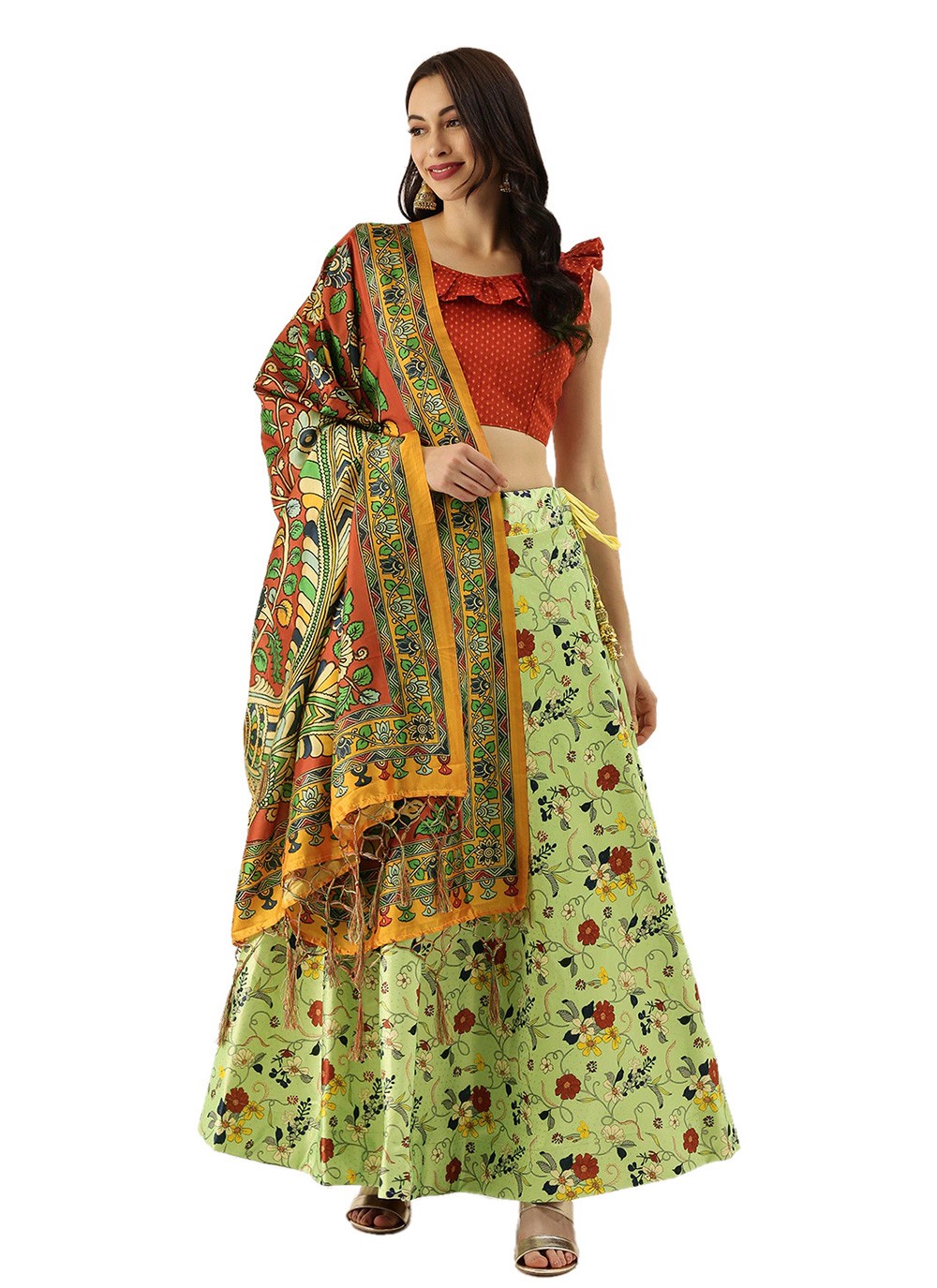 Digital Print Satin Silk A - Line Lehenga - L2124