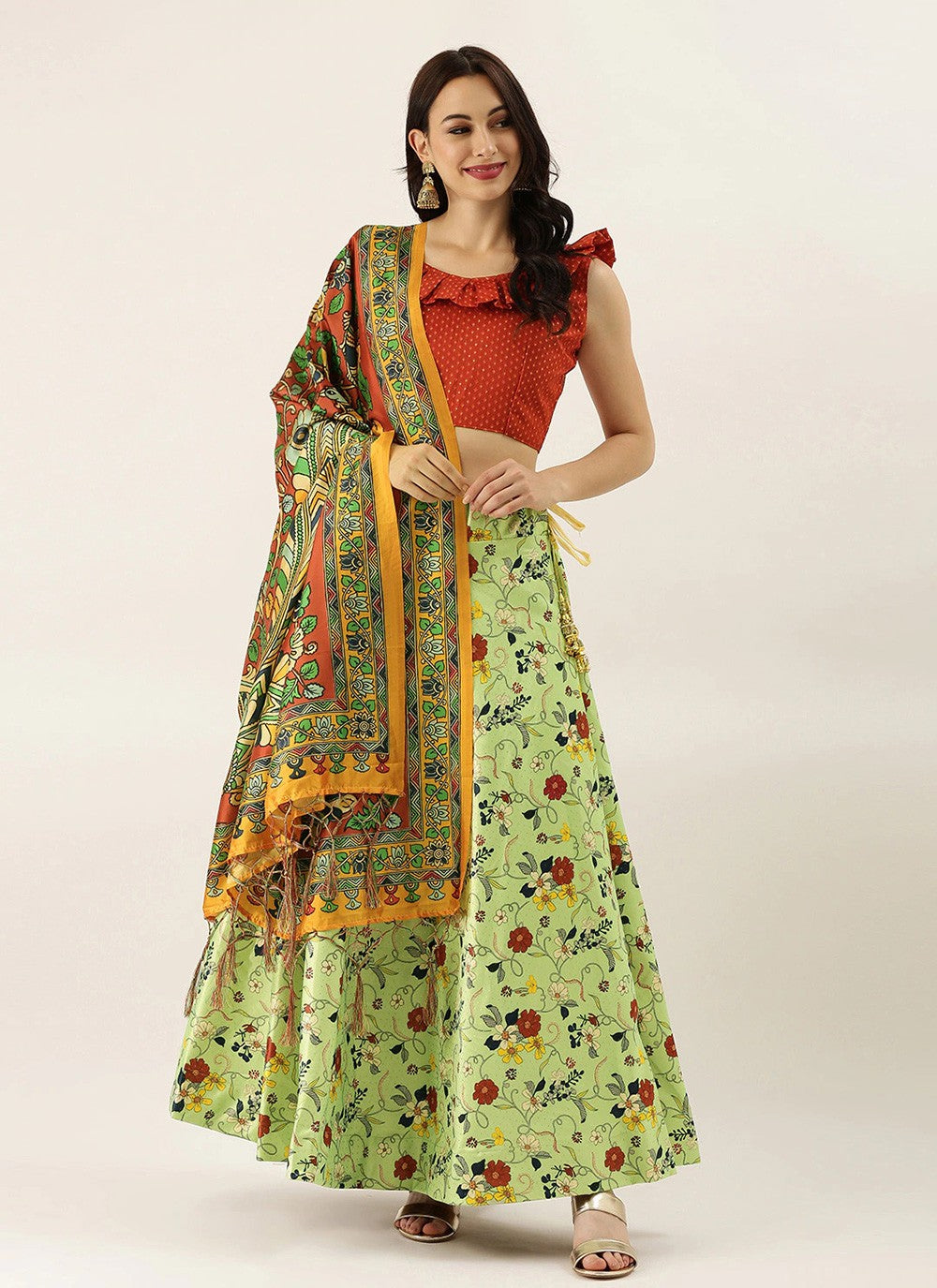 Digital Print Satin Silk A - Line Lehenga - L2124