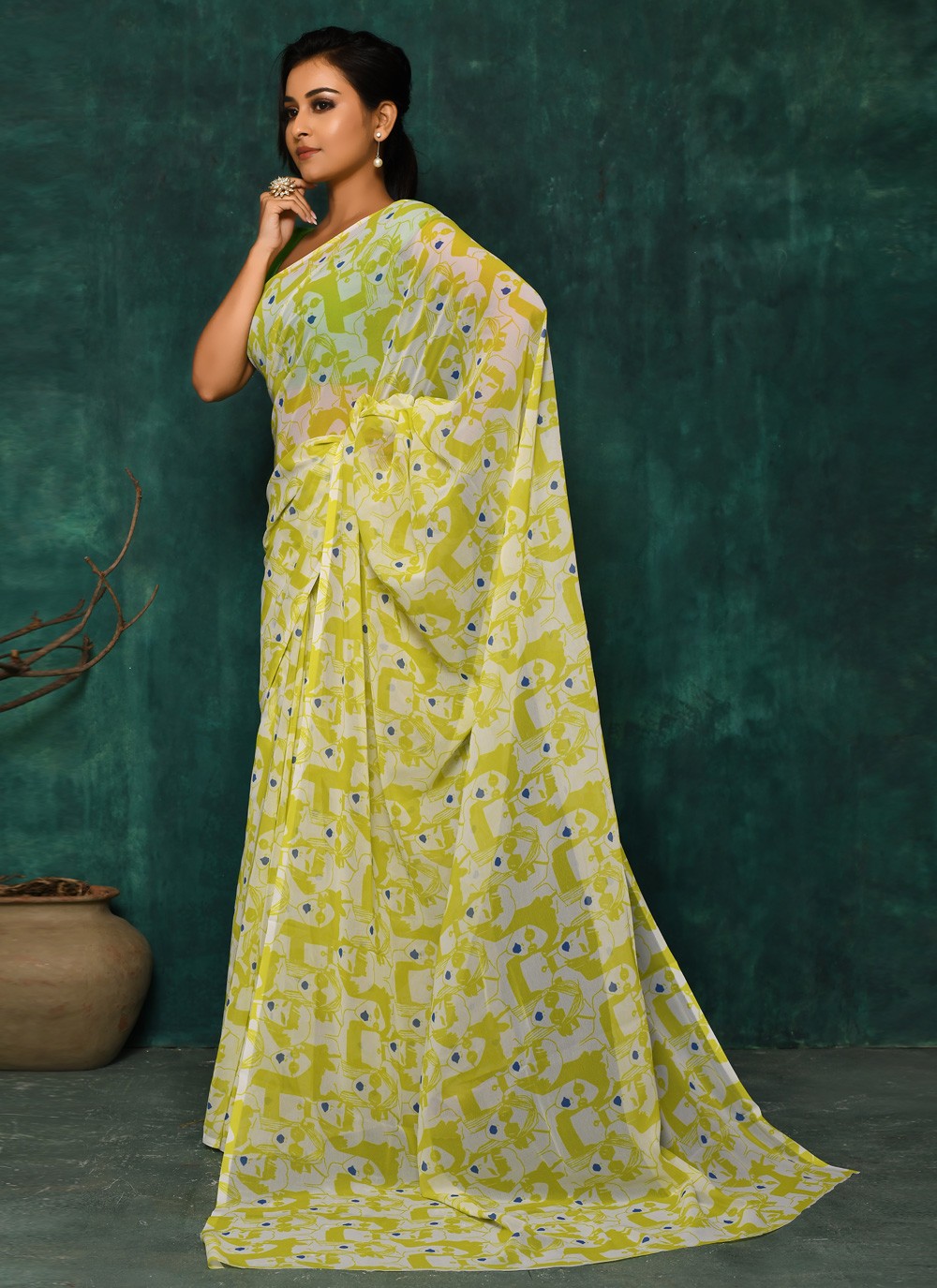 Classic Digital Print Faux Georgette Saree - S2174