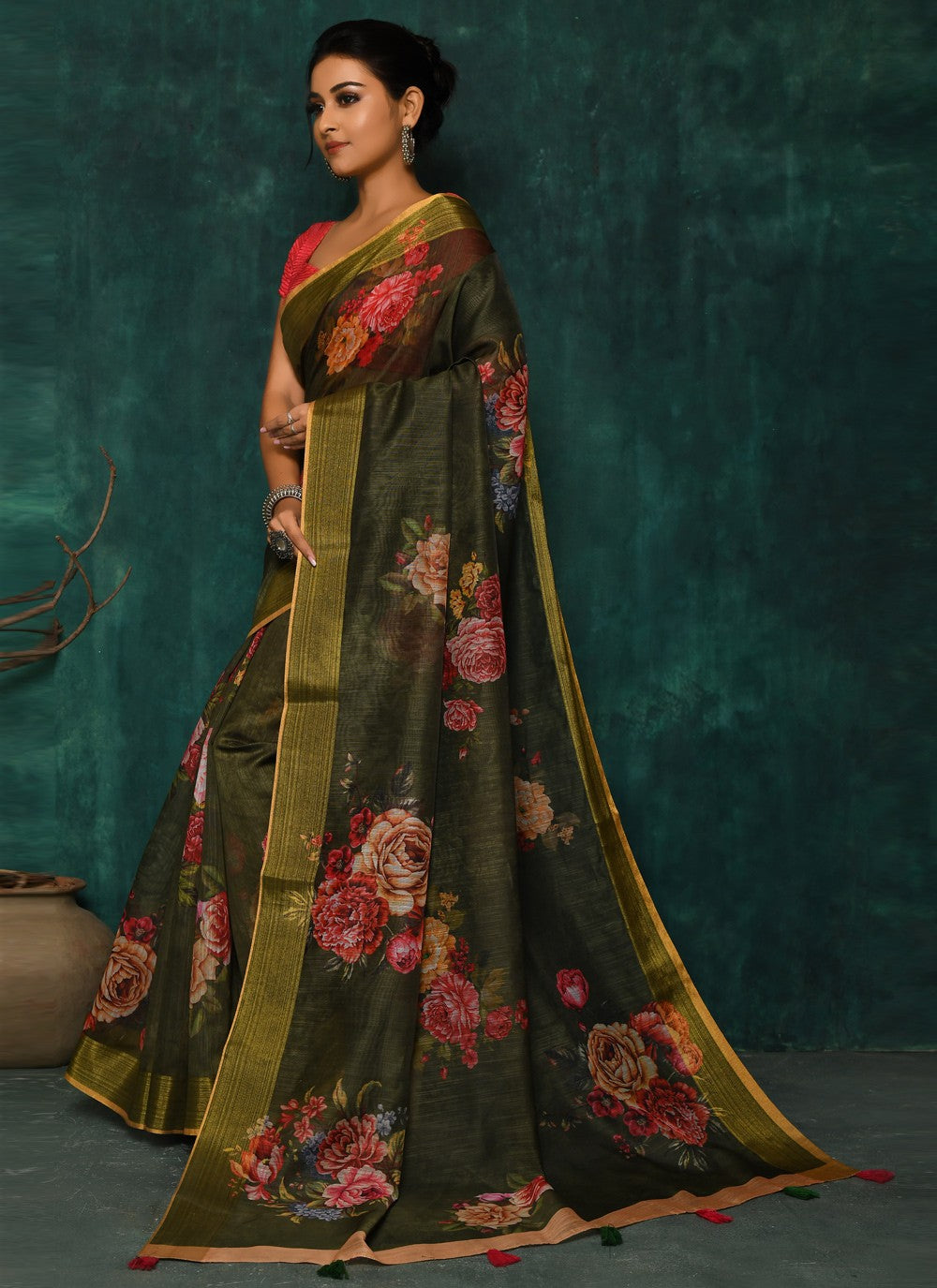 Classic Digital Print Faux Georgette Saree - S2174