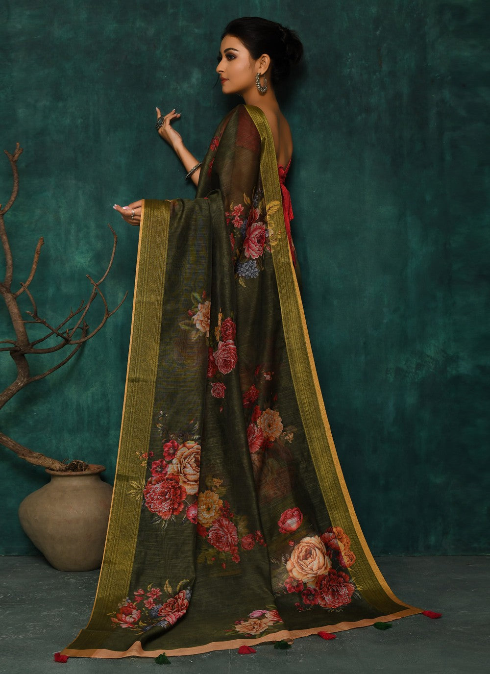 Classic Digital Print Faux Georgette Saree - S2174