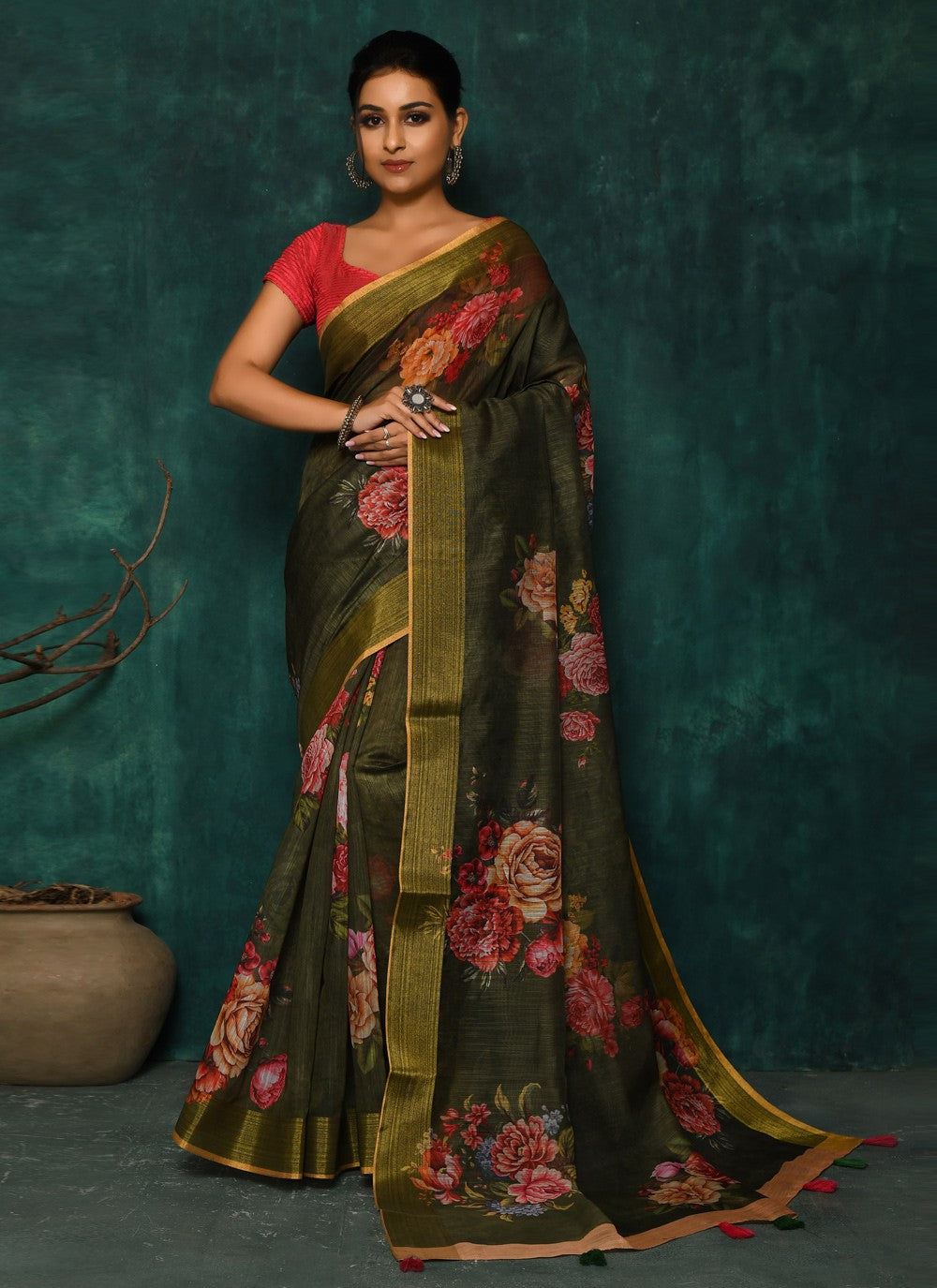 Classic Digital Print Faux Georgette Saree - S2174