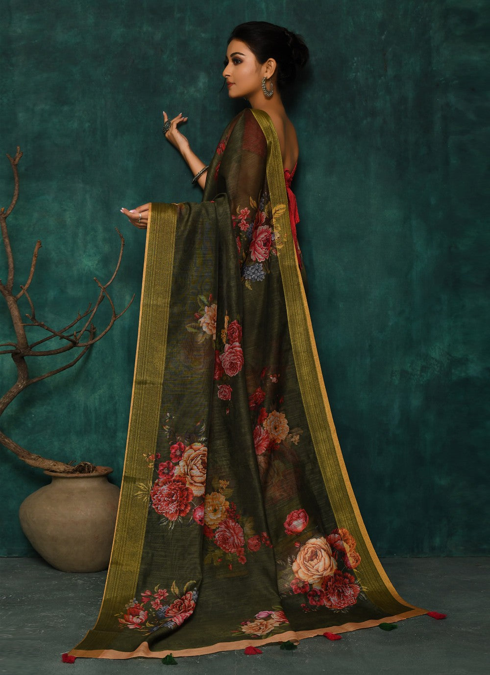 Classic Digital Print Faux Georgette Saree - S2342