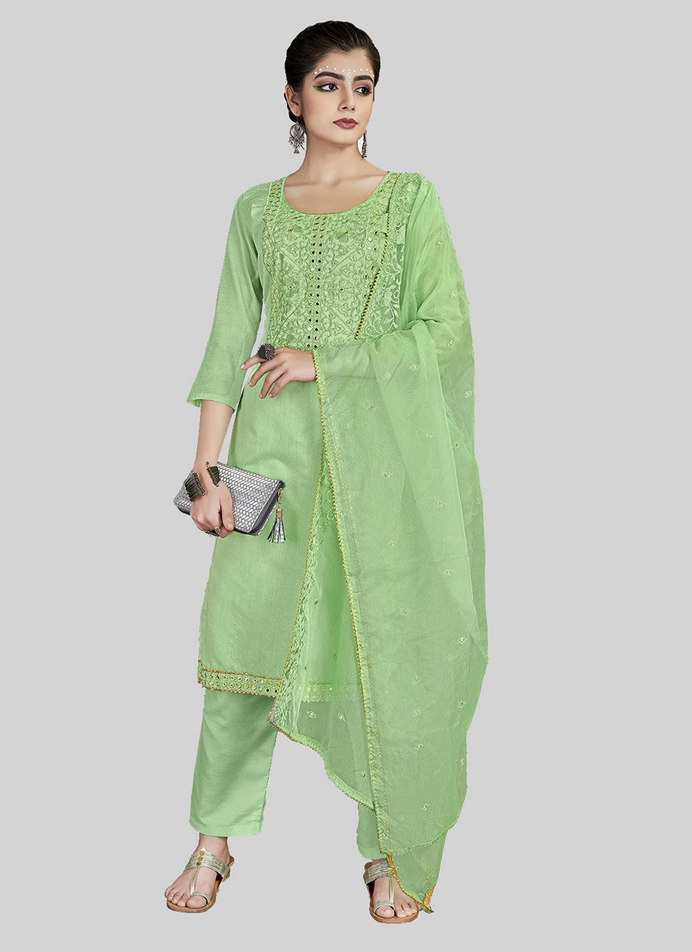 Chanderi Silk Pant Style Suit - T2541