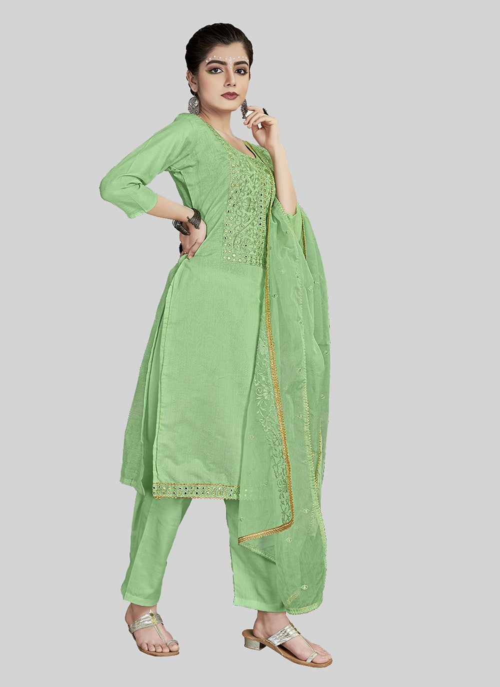 Chanderi Silk Pant Style Suit - T2541