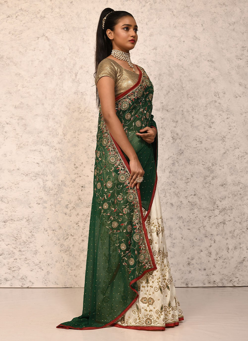 Traditional Embroidered Silk Saree - S1557