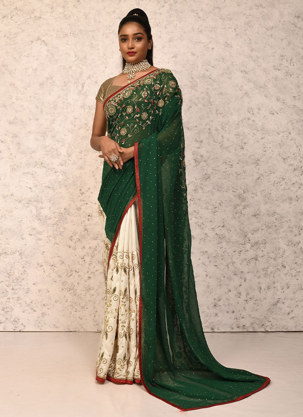 Traditional Embroidered Silk Saree - S1557