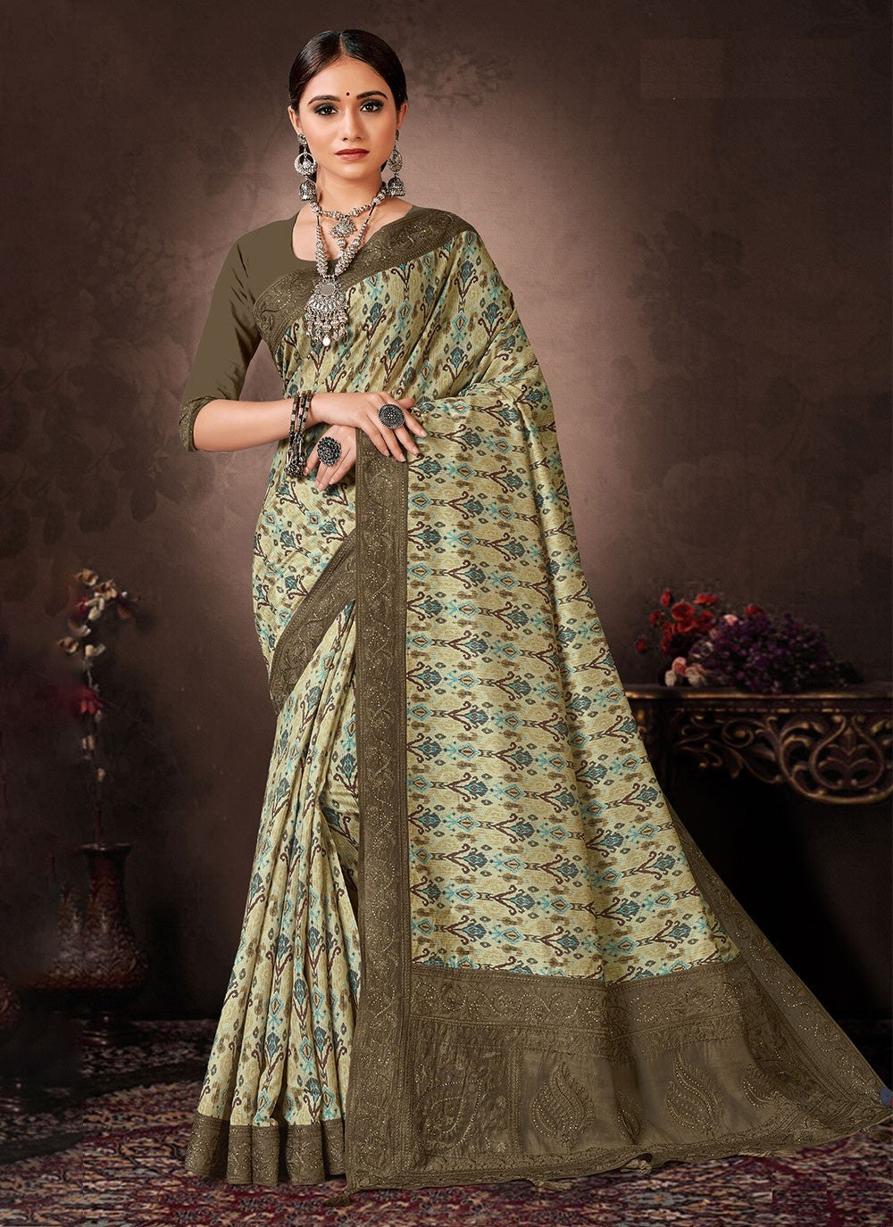 Classic Digital Print Chanderi Silk Saree - S4643