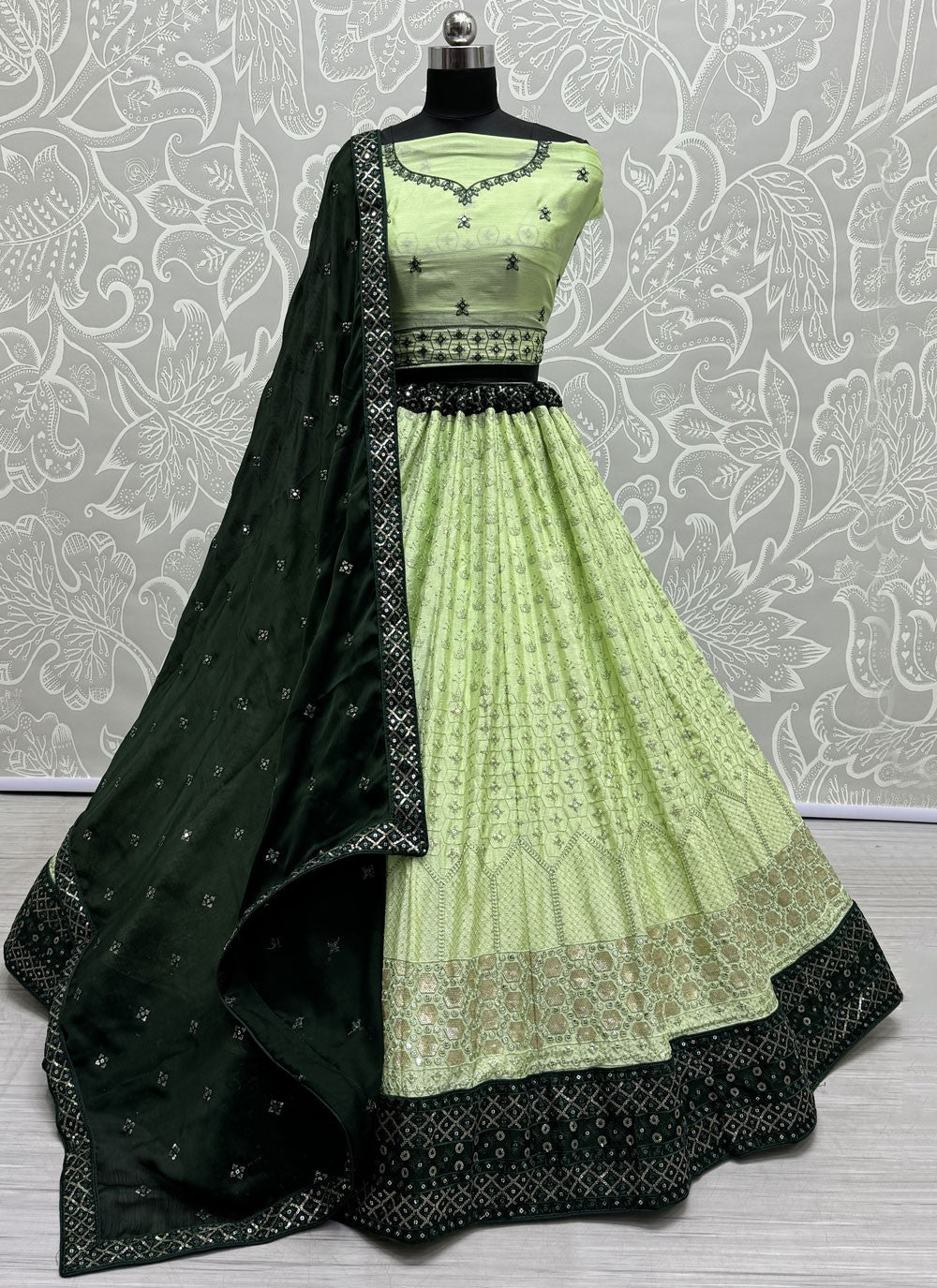 Embroidered Georgette A - Line Lehenga - L1833