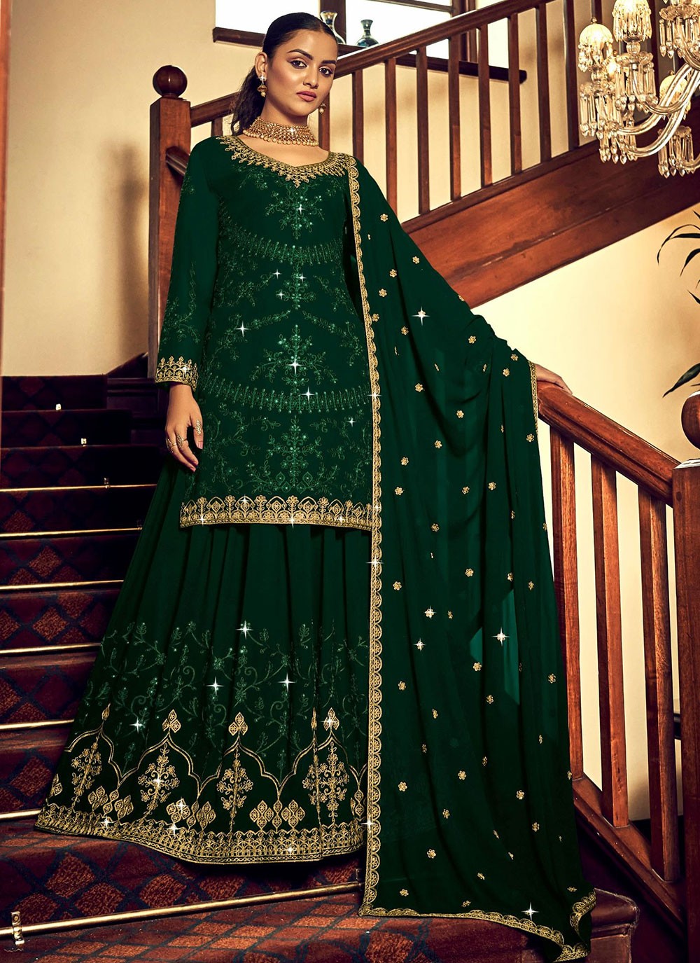 Embroidered Georgette A - Line Lehenga - L0743