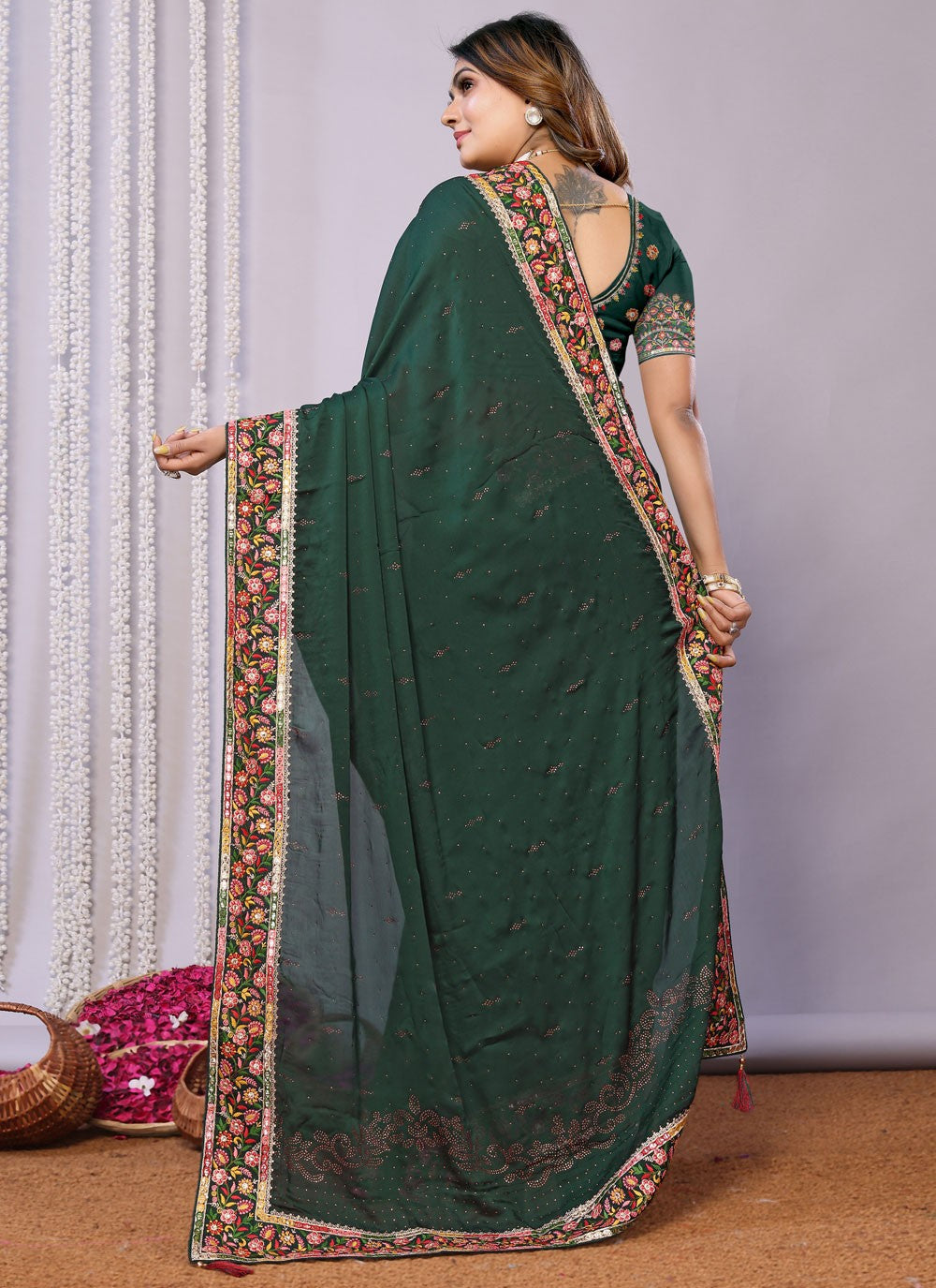 Classic Embroidered Tussar Silk Pink Saree - S10707