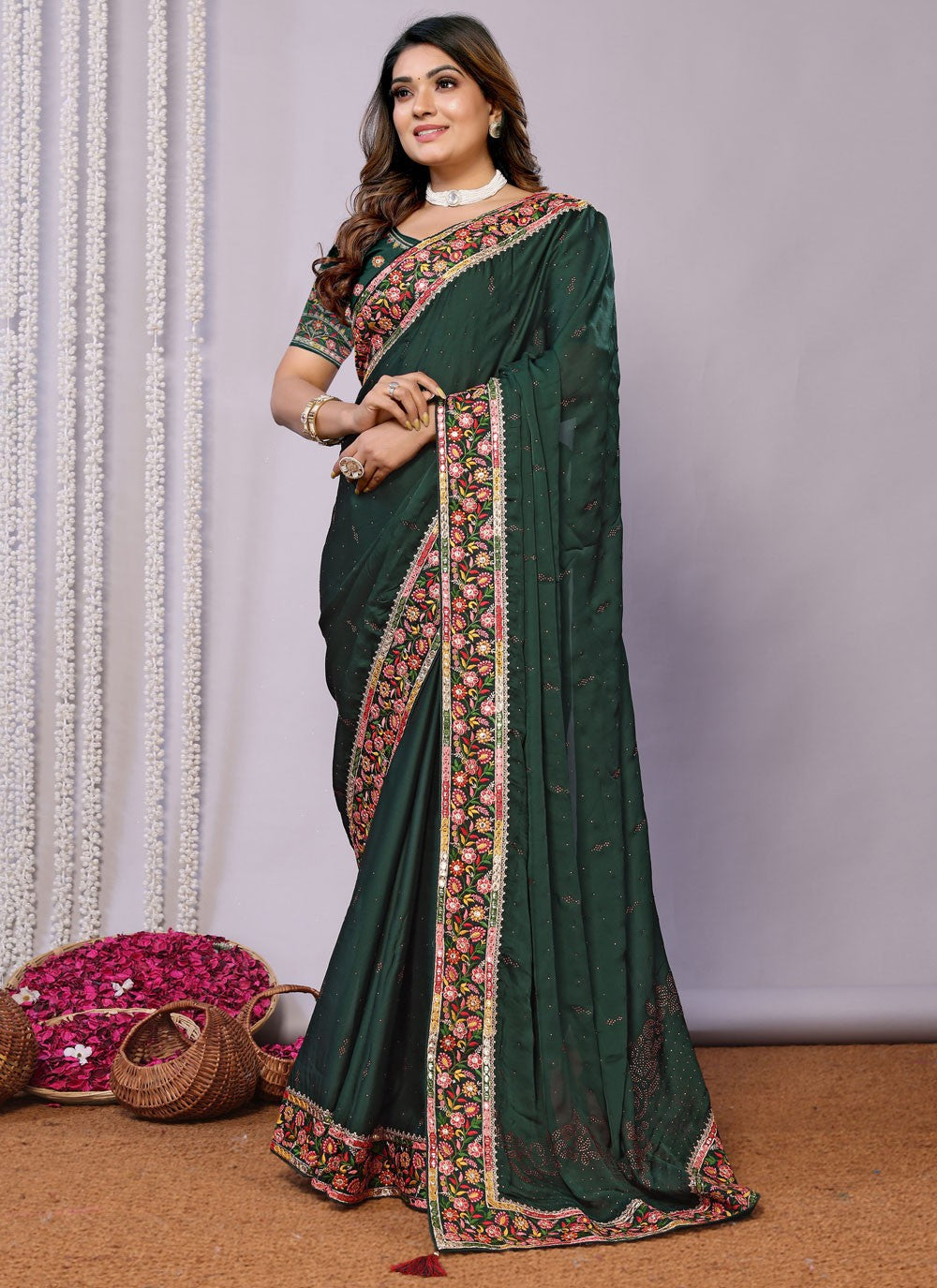 Classic Embroidered Tussar Silk Pink Saree - S10707