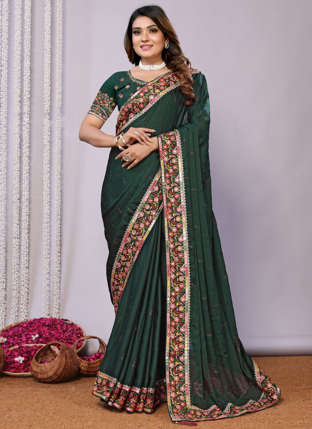 Classic Embroidered Tussar Silk Pink Saree - S10707