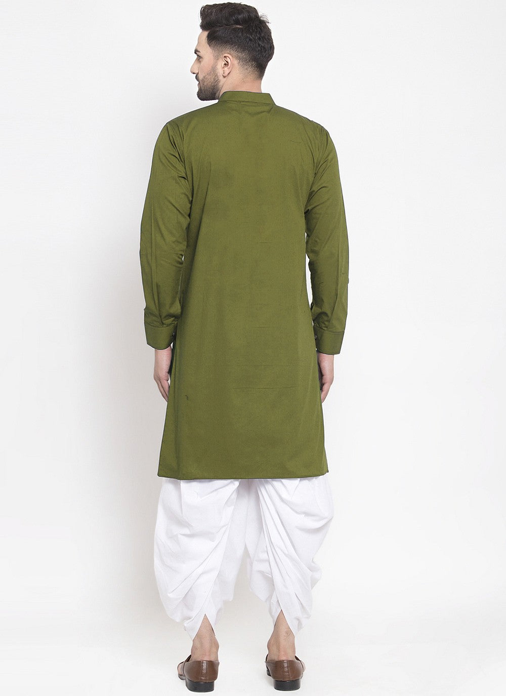 Embroidered Polly Cotton Green Dhoti Kurta - M2082