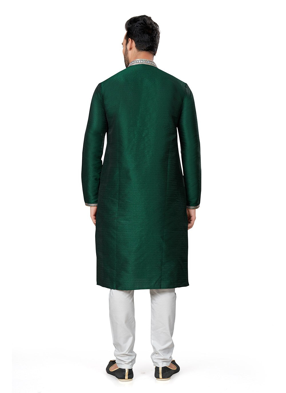 Embroidered Silk Green Kurta Pyjama - M6396