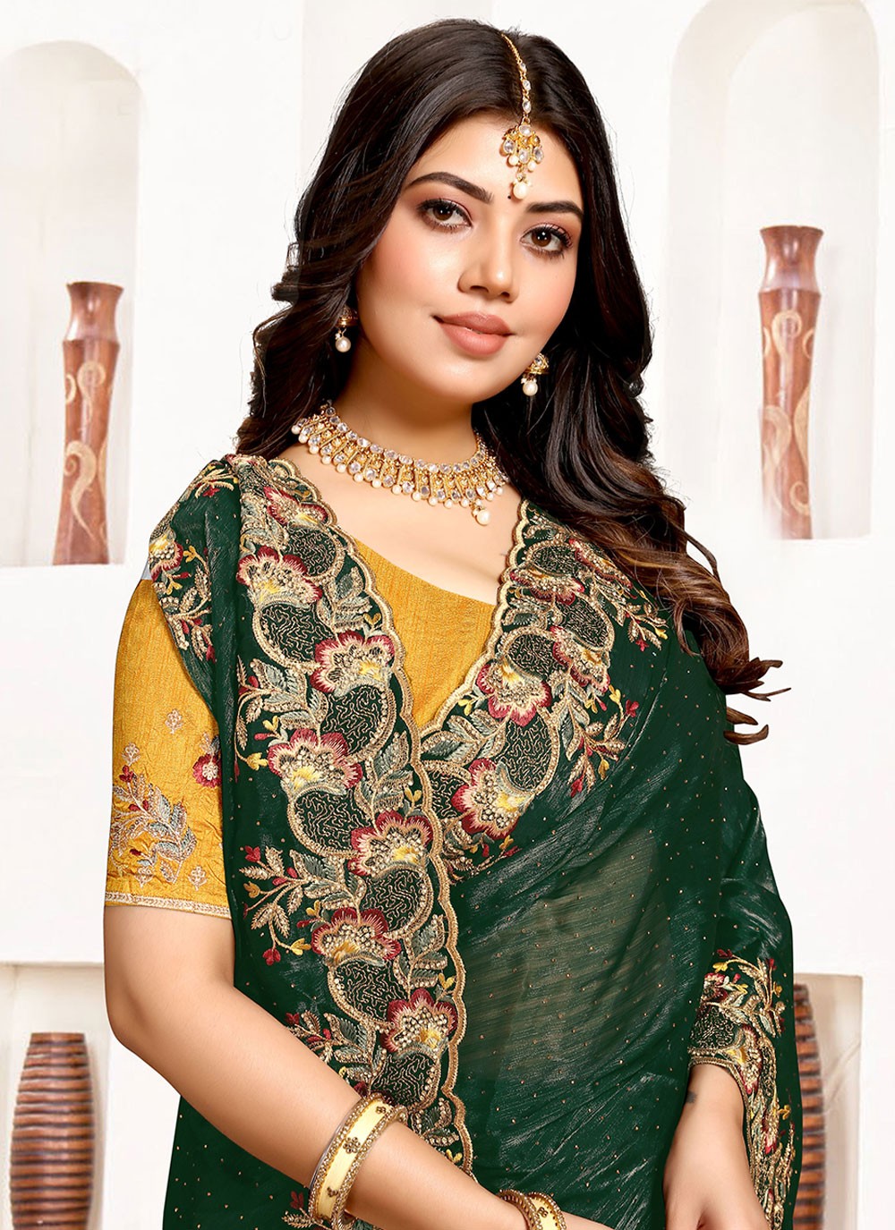 Classic Embroidered Georgette Saree - S6111