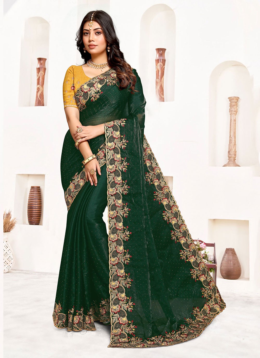 Classic Embroidered Georgette Saree - S6111