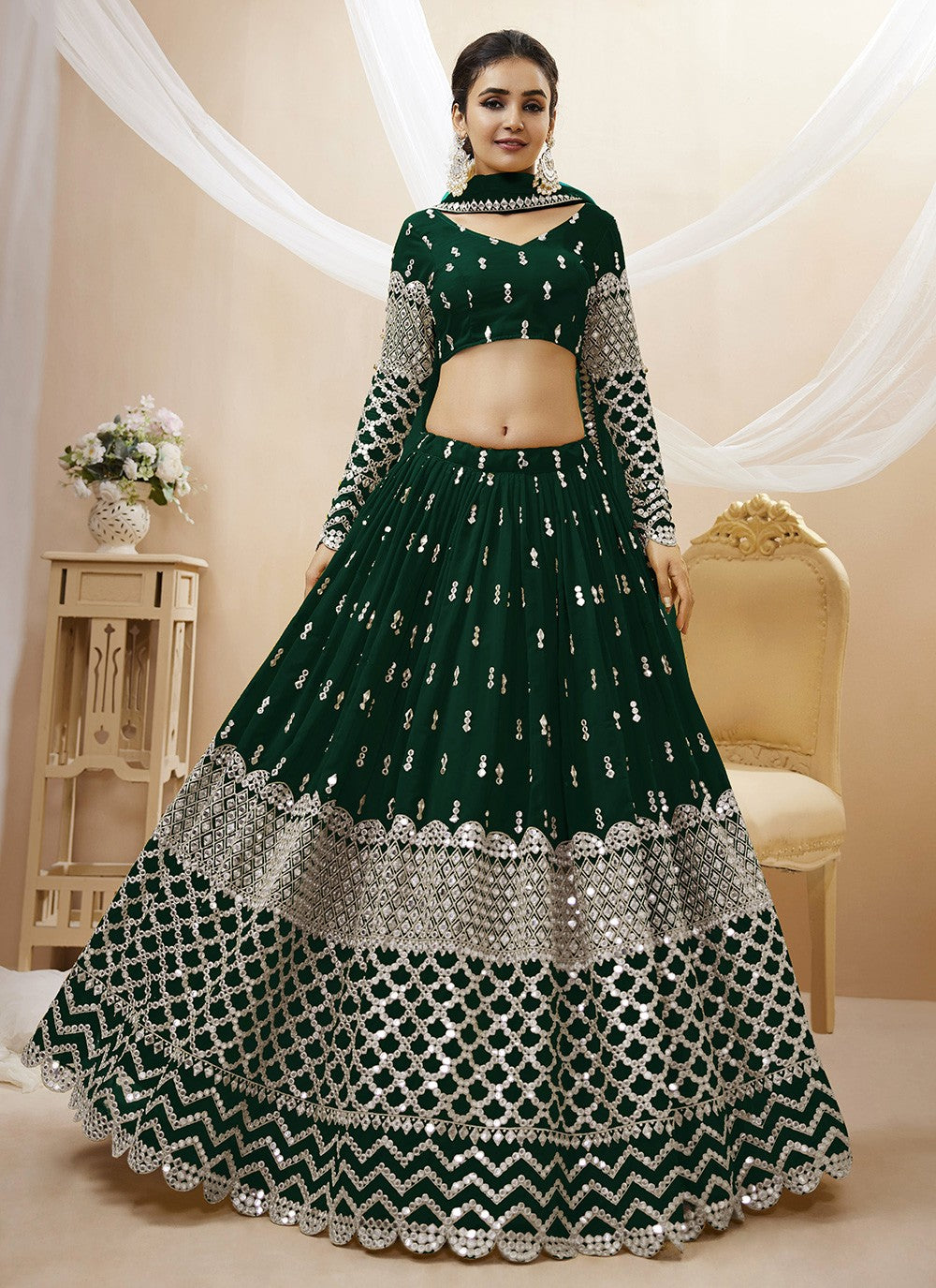 Embroidered Georgette A - Line Lehenga - L1031