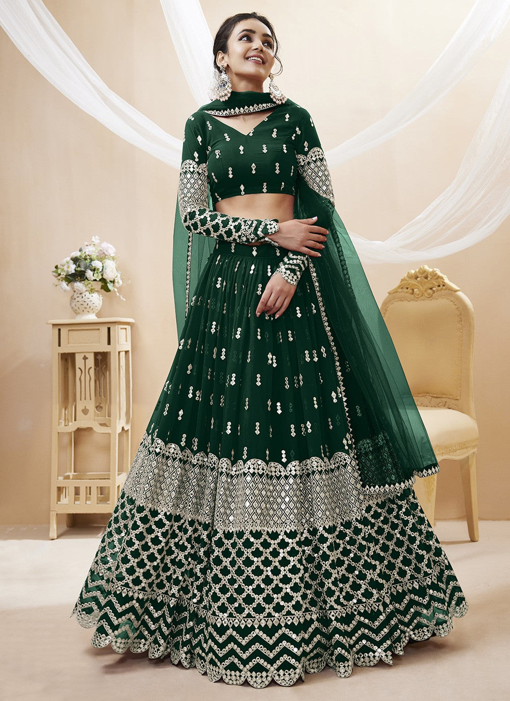 Embroidered Georgette A - Line Lehenga - L1031