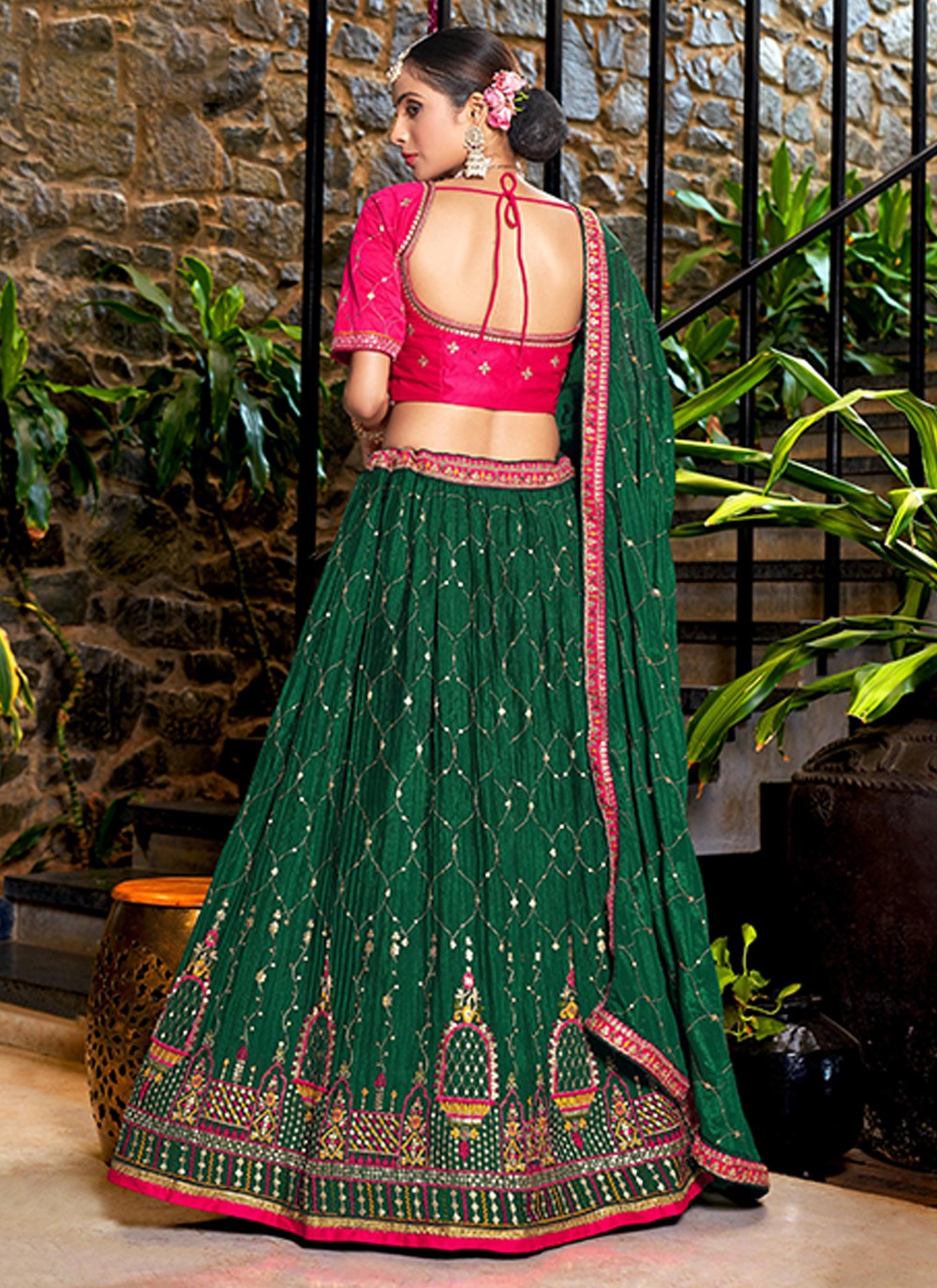 Embroidered Chinon A - Line Lehenga - L1018