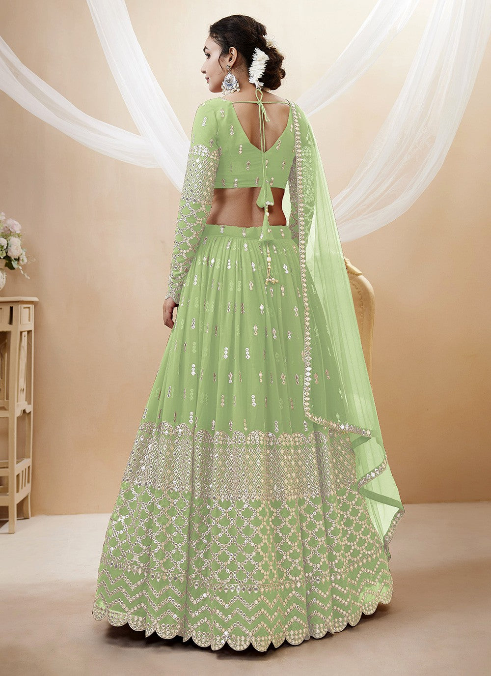 Embroidered Georgette A - Line Lehenga - L1031