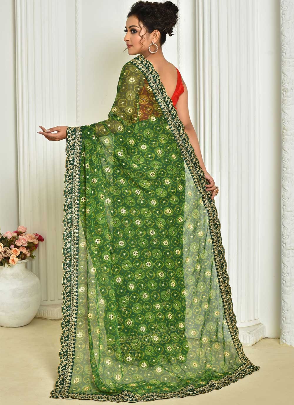 Classic Embroidered Georgette Saree - S2442